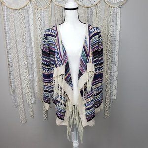 Ya Los Angles Open Front Fringe Draped Cardigan